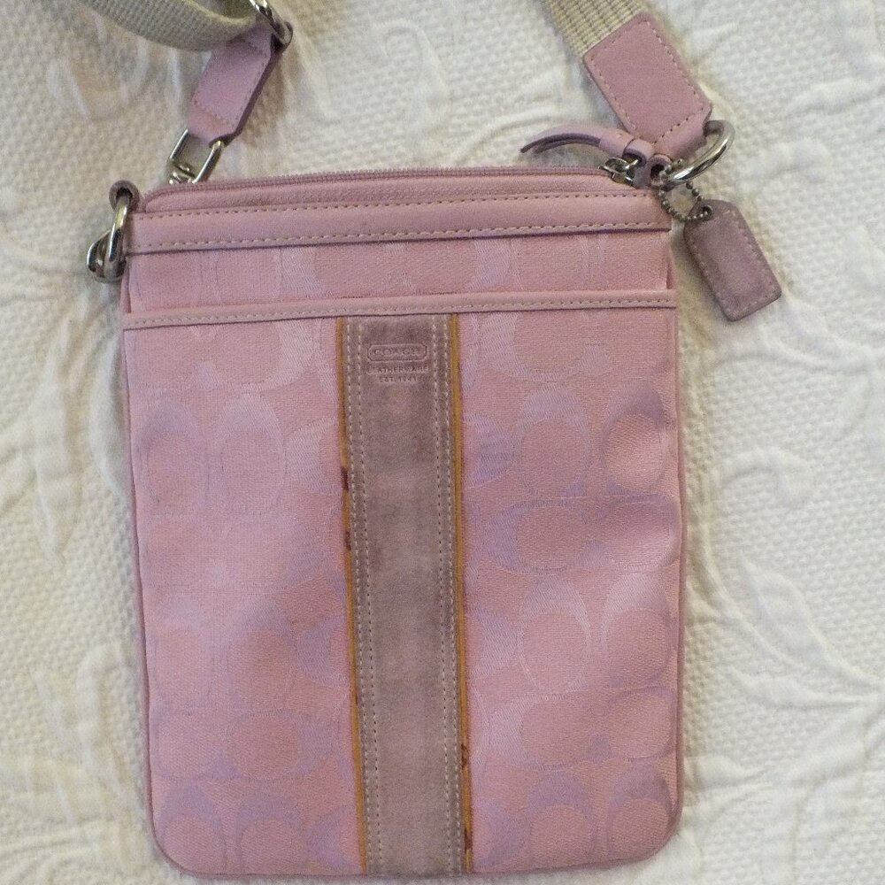 Pink Coach Cross Body Bag with Pink Suede Detail Designer Bag